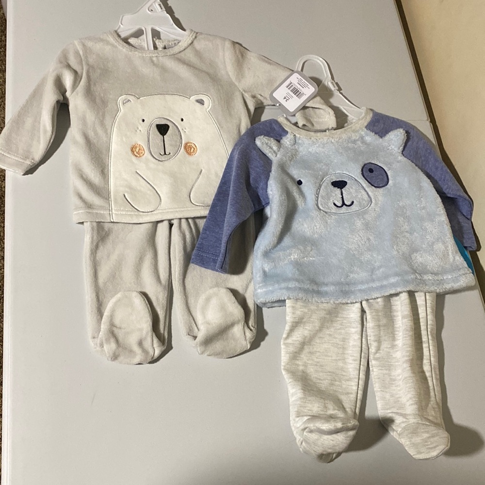 Bon Bebe/ Rene Rofe Set of 2 Winter 3-6 Mths Bear Outfits